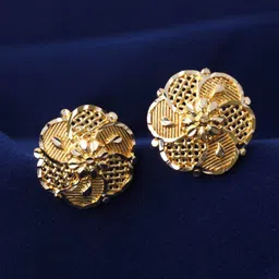 MEENAZ Set of 2 Gold-Plated Cubic Zirconia Dome Shaped Studs Earrings image 3