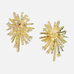 SOHI Gold-Plated Stone Studded Star Shaped Studs Earrings image 3