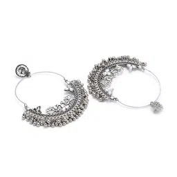 Arrabi Silver-Toned Oxidised Chandbalis Earrings (Set of 2) image 4