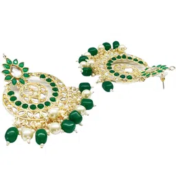 OOMPH Kundan Studded Beads Beaded Floral Meenakari Chandbalis image 2