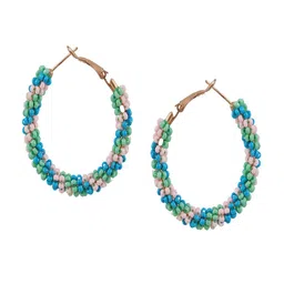 UNIVERSITY TRENDZ Gold Plated Beaded Hoop Earrings image 4