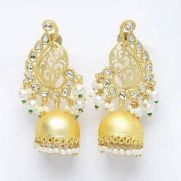 PANASH Gold-Toned Dome Shaped Jhumkas Earrings image 3