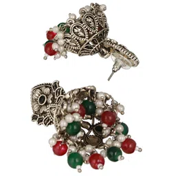 Jazz and Sizzle Silver-Plated Dome Shaped Jhumkas image 5