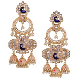 Cierra Gold-Plated Peacock Shaped Jhumkas Earrings image 4