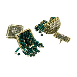 Shining Jewel - By Shivansh Gold Plated Cubic Zirconia Dome Shaped Jhumkas image 4