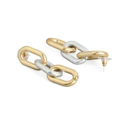 Rubans Women Gold & Silver-Toned Geometric Drop Earrings image 3