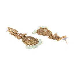Anouk Gold-Plated & Green Antique Drop Earrings-image-61