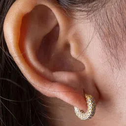 Anushka Jain Jewellery 925 Sterling Silver Gold-Plated CZ Studded Hoop Earrings image 3