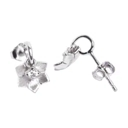 Clara 925 Sterling Silver Rhodium Plated Cubic Zirconia Floral Stud Earrings image 3