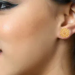 Vighnaharta Gold-Plated Floral Studs Earrings image 3