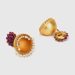 Anouk Gold-Toned Gold-Plated Dome Shaped Jhumkas image 4