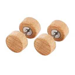 KRYSTALZ Mens Wood Circular Studs Earrings image 3