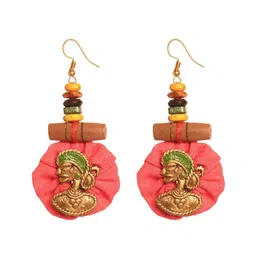 AAKRITI ART CREATIONS Pink & Gold-Toned Quirky Drop Earrings image 3