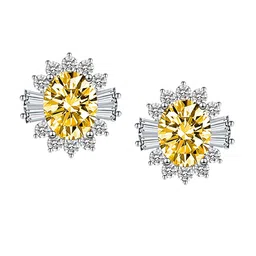 Designs & You Silver-Plated CZ-Studded Contemporary Stud Earrings image 3