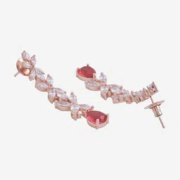 Kushal's Fashion Jewellery Rose Gold-Plated Ruby Drop Earrings image 2