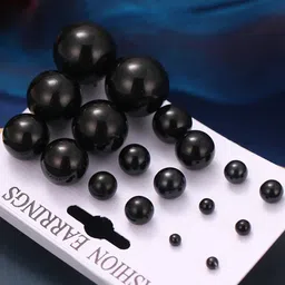 Jewels Galaxy Set of 9 Silver Plated Contemporary Studs Earrings image 4