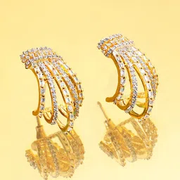 RUBANS 22K Gold plated Baguette Crystal Zirconia Exquisite Demi-Fine Earrings image 4