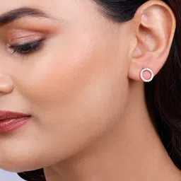 GIVA Rose Gold-Plated Sterling Silver Contemporary Zircon-Studded Stud Earrings image 4