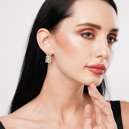 HOT AND BOLD Gold-Plated Zircon Square Drop Earrings image 4