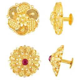MEENAZ Set of 2 Gold-Plated Cubic Zirconia Dome Shaped Studs Earrings image 4