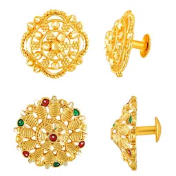 MEENAZ Set Of 2 Gold-Plated Floral Shaped Studs Earrings image 4