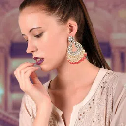 ODETTE Contemporary Kundan Chandbalis Earrings image 5