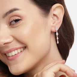 Forever New Rose Gold-Plated Leaf Shaped Drop Earrings image 4