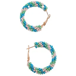 UNIVERSITY TRENDZ Gold Plated Beaded Hoop Earrings image 3