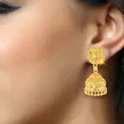 Vighnaharta Gold-Plated Floral Jhumkas Earrings image 2