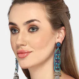 Moedbuille Silver-Plated Mirrors & Pearl-Studded Drop Earrings image 3