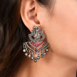 AQUASTREET JEWELS Red Oxidised Drop Earrings image 2