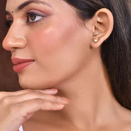 Silvermerc Designs Set Of 4 Rose Gold-Plated Cubic Zirconia Studded Studs Earrings image 3