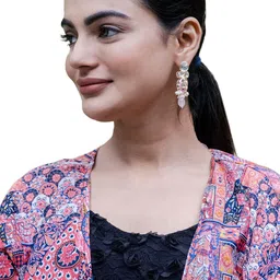 Shining Jewel - By Shivansh Gold-Plated Contemporary Drop Earrings image 2