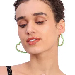 Mali Fionna Beaded Contemporary Hoop Earrings image 2