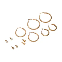 DIVASTRI Set of 12 Gold-Plated Artificials Stones Studded Leaf Drop Earrings image 2