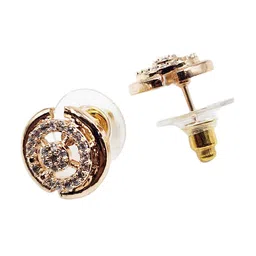 DressBerry Rose Gold-Plated Circular Studs Earrings image 4