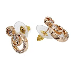 DressBerry White CZ Studded Rose Gold Plated Contemporary Drop Earrings image 2