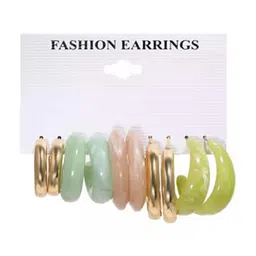 KARATCART Set Of 5 Gold-Plated Contemporary Hoop Earrings image 4