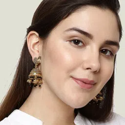 ANIKAS CREATION Gold Plated Peacock Shaped Jhumkas Earrings image 5