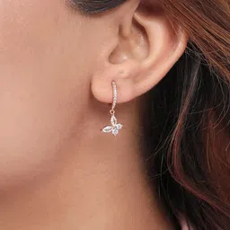 Zavya 925 Pure Sterling Silver Rose Gold-Plated Cubic Zirconia Contemporary Drop Earrings image 5