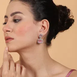 StileAdda Silver-Plated Geometric Drop Earrings image 4