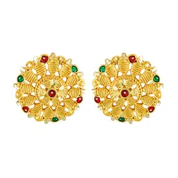 MEENAZ Set Of 2 Gold-Plated Floral Shaped Studs Earrings image 5