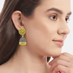 PRIVIU Gold-Plated Dome Shaped Studded Jhumkas image 5