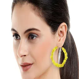 UNIVERSITY TRENDZ Gold Plated Floral Beaded Hoop Earrings image 3