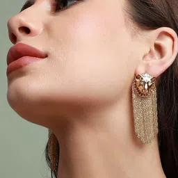 SOHI Gold-Plated Contemporary Drop Earrings image 5