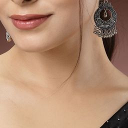 NVR Silver-Plated Contemporary Oxidised Chandbali-picture-47
