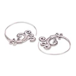 Studio One Love Silver-Plated Contemporary Hoop Earrings image 4