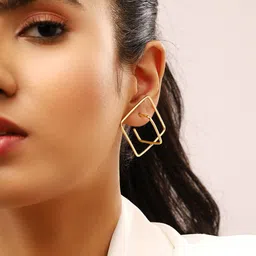Priyaasi Gold-Plated Geometric Half Hoop Earrings image 5