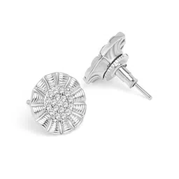 AMI Silver-Plated CZ Studded Contemporary Studs Earrings image 5