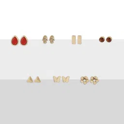AMI Set Of 25 Gold-Plated Contemporary Studs Earrings image 4